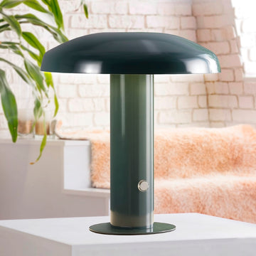 Suillius 11" Contemporary Bohemian Rechargeable/Cordless Iron Integrated LED Mushroom Table Lamp